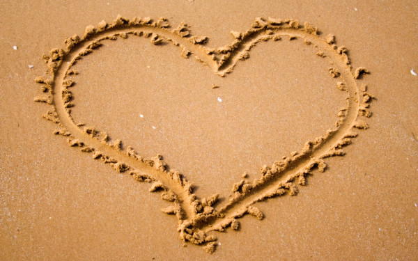 Love Heart on Sand, Beautiful Love Heart On Sand, #21319